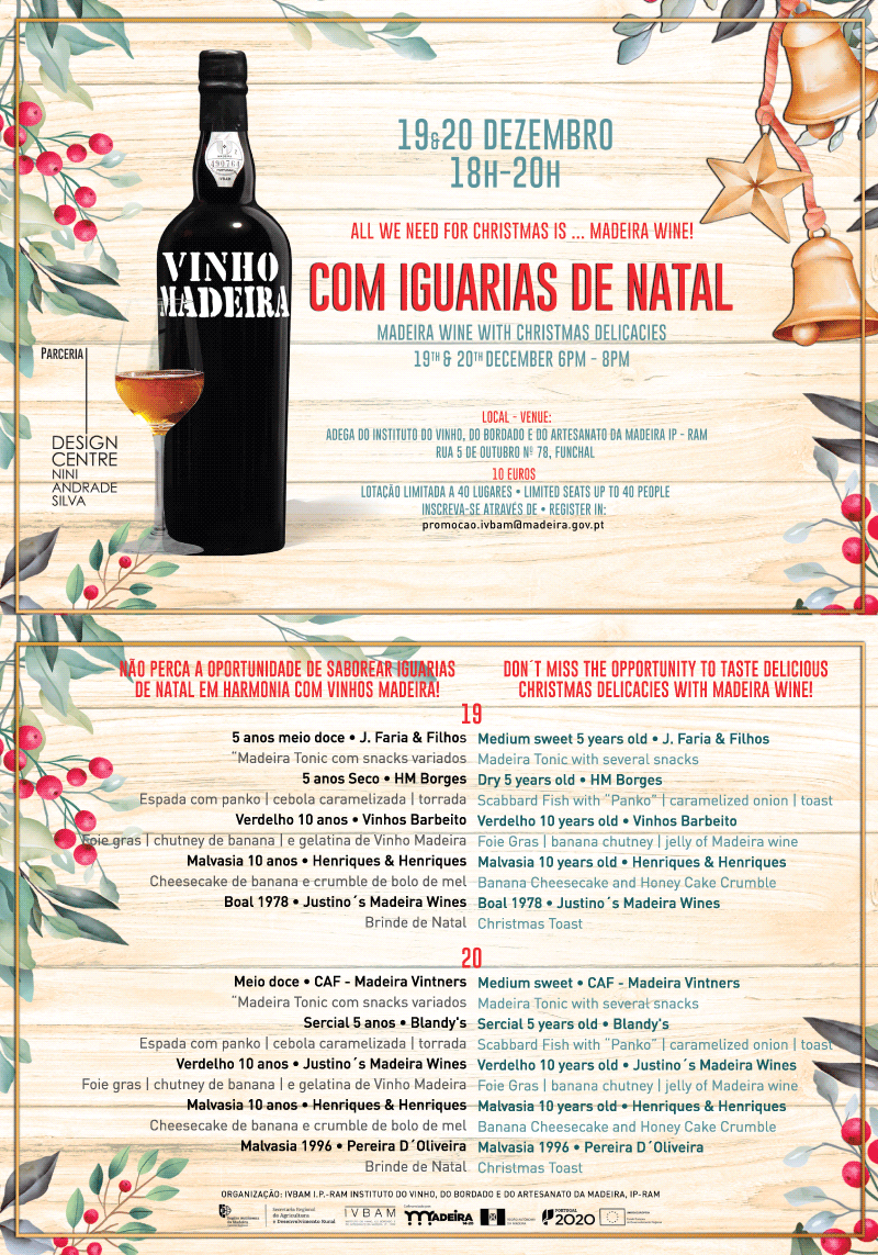 Degustação de ‘Vinho Madeira & Iguarias de Natal’ entre 19 e 20 de Dezembro