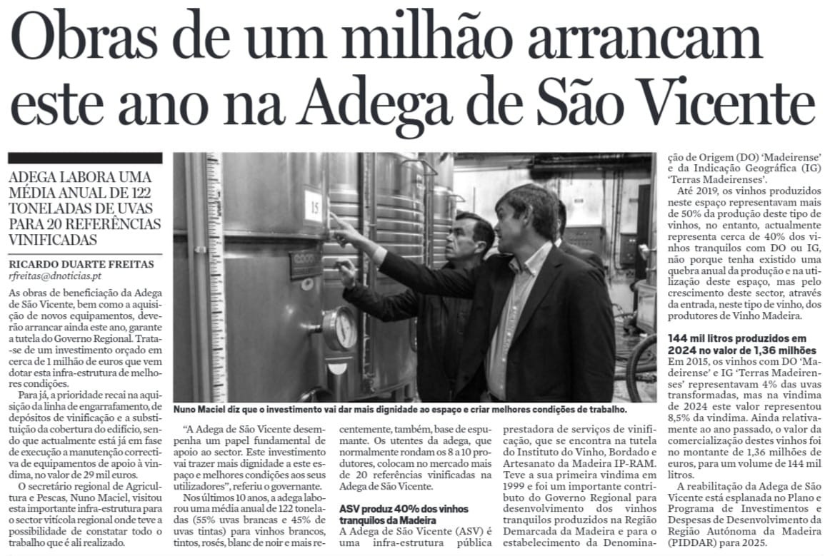 Obras de um milhão arrancam este ano na Adega de São Vicente