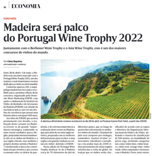 Madeira será palco do Portugal Wine Trophy 2022